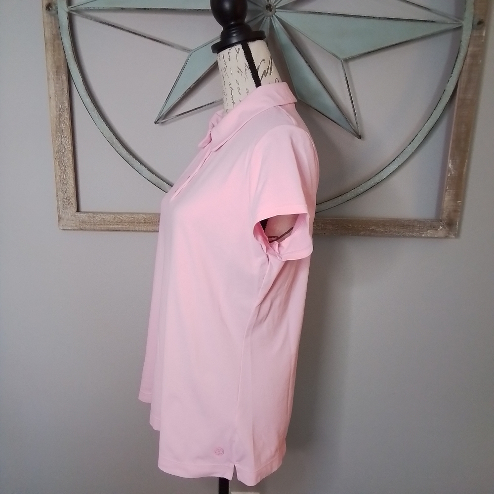 Lilly Pulitzer Luxletic Frida Scallop Polo Conch Shell Pink - L - Picture 11 of 16